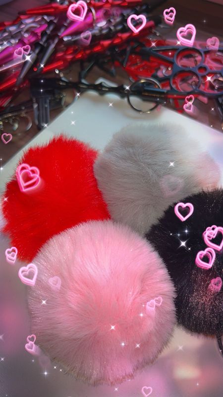 A Hint Of Lady Balls, (Pink)Fuzzy Keychain