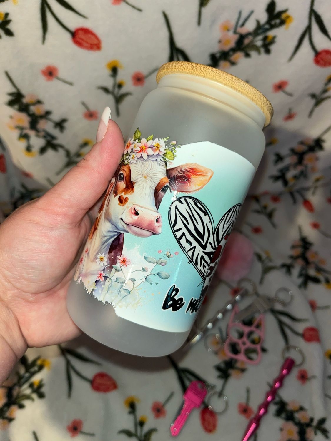 Be Mine Glass Cow Cup