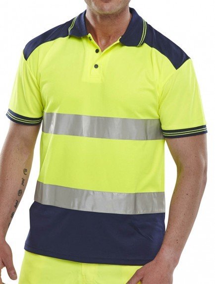 BSEEN PK SHIRT TWO TONE YELLOW/NAVY