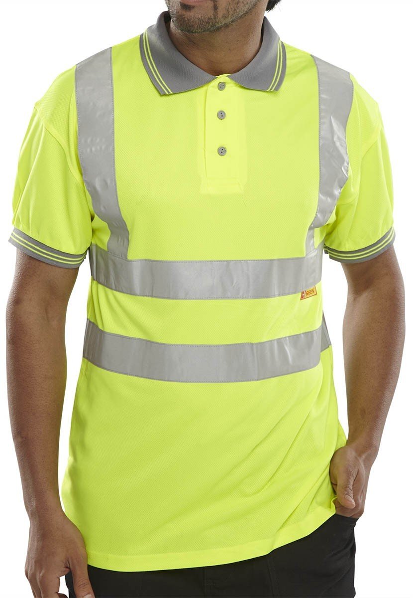 POLO SHIRT SHORT SLEEVED GREY COLLAR SATURN YELLOW