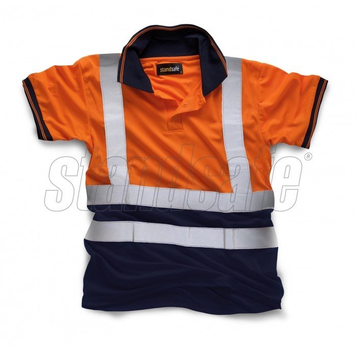HV031 HI VIS 2 TONE POLO SHORT SLEEVE ORANGE/NAVY