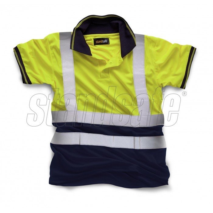 HV031 HI VIS 2 TONE POLO SHORT SLEEVE YELLOW/NAVY