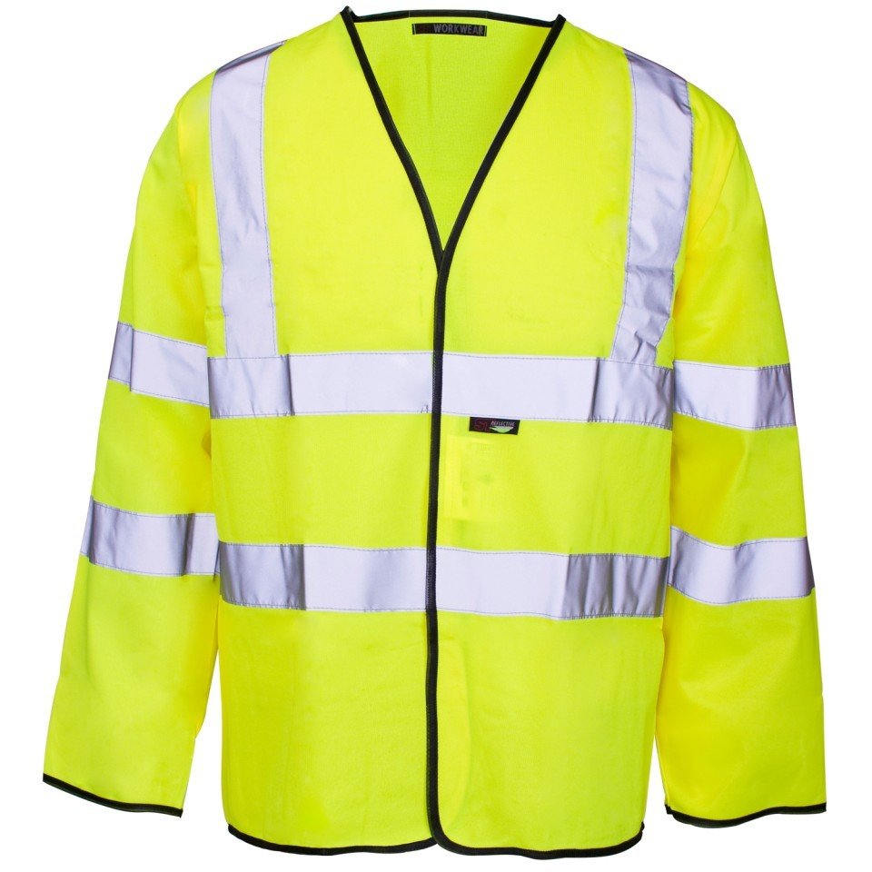 Hi Vis Long Sleeved Vest - Velcro Yellow