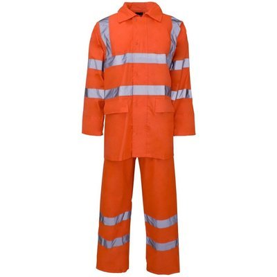 Polyester/PVC Hi Vis Rainwear - Rainsuit Orange