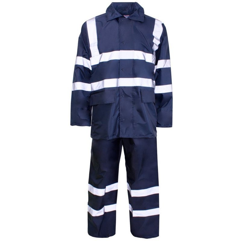 Polyester/PVC Hi Vis Rainwear - Rainsuit Navy