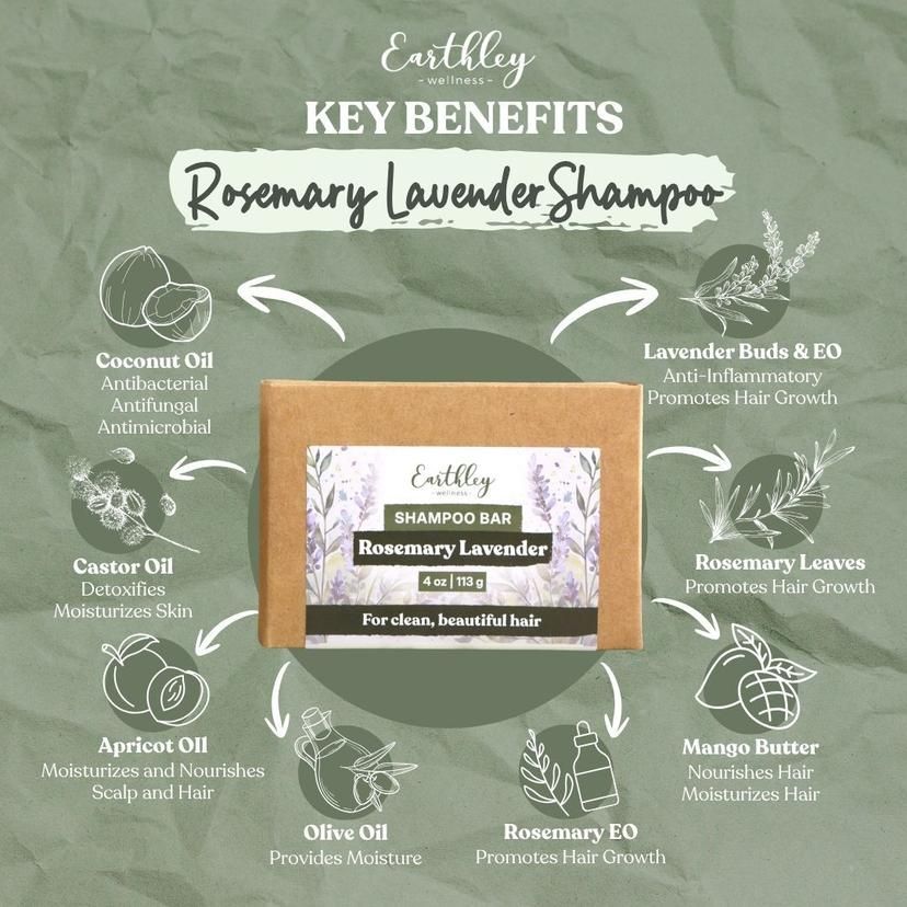 Rosemary lavender shampoo bar 4 ounce earthly