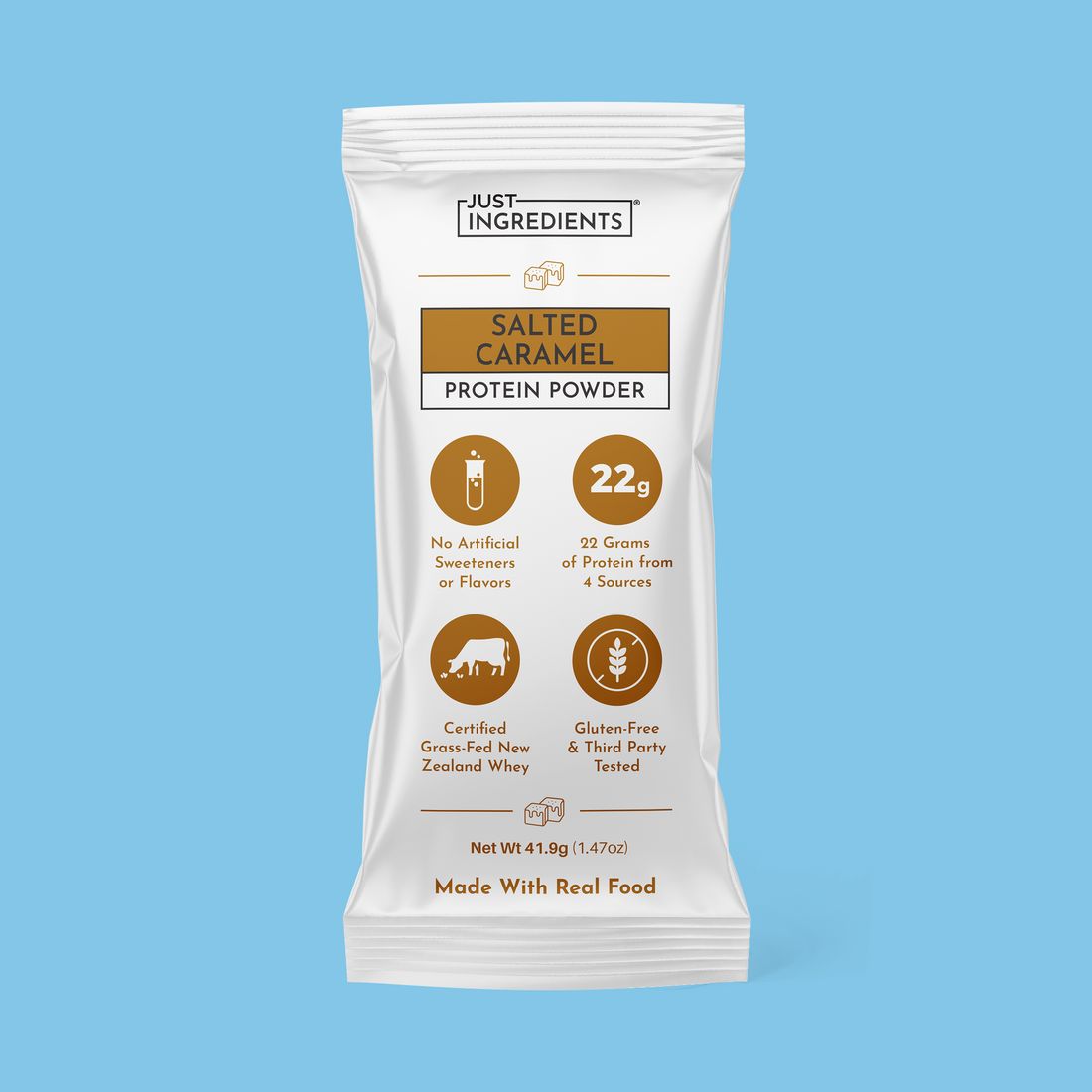 Salted caramel protein powder, single