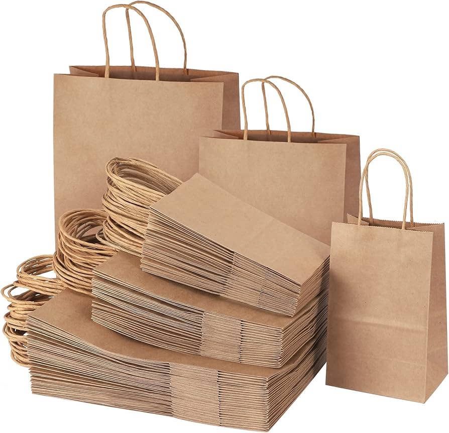 Kraft Twisted Paper Handles Paper Bag *Sold in packs of 25*: 12½”W + 4”D x 10”H