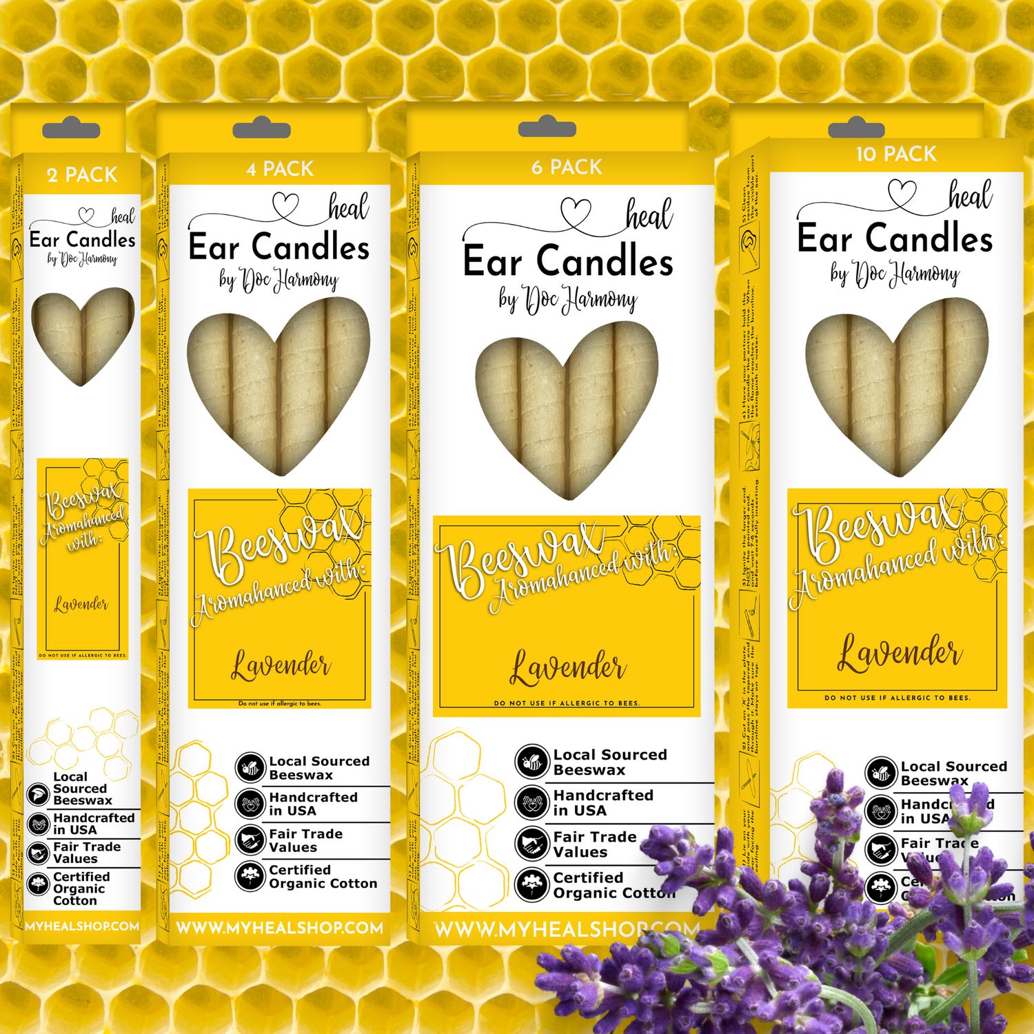 Lavender Beeswax Ear Candles by Doc Harmony: 2-Pack
