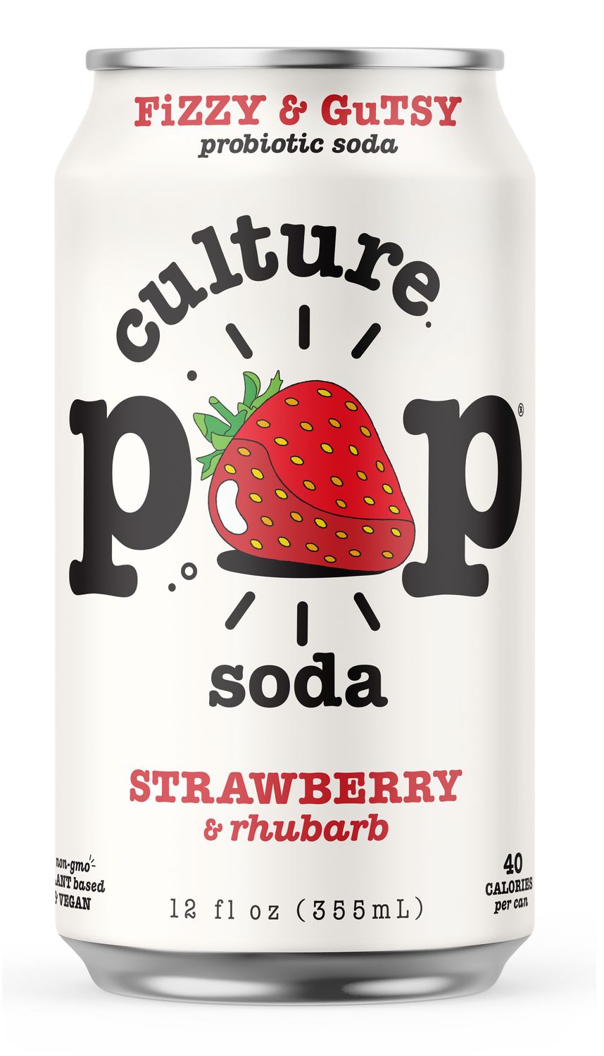 Culture Pop Sparkling Probiotic Soda, 12oz: Strawberry