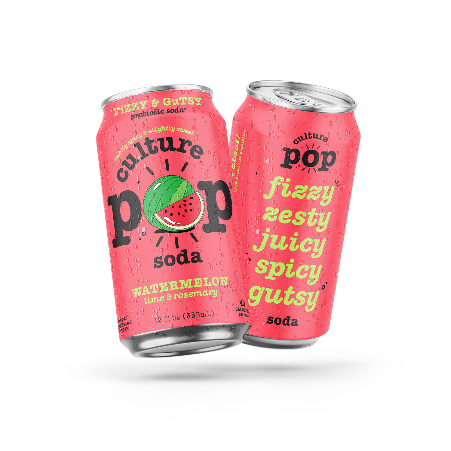 Culture Pop Sparkling Probiotic Soda, 12oz: Watermelon Lime