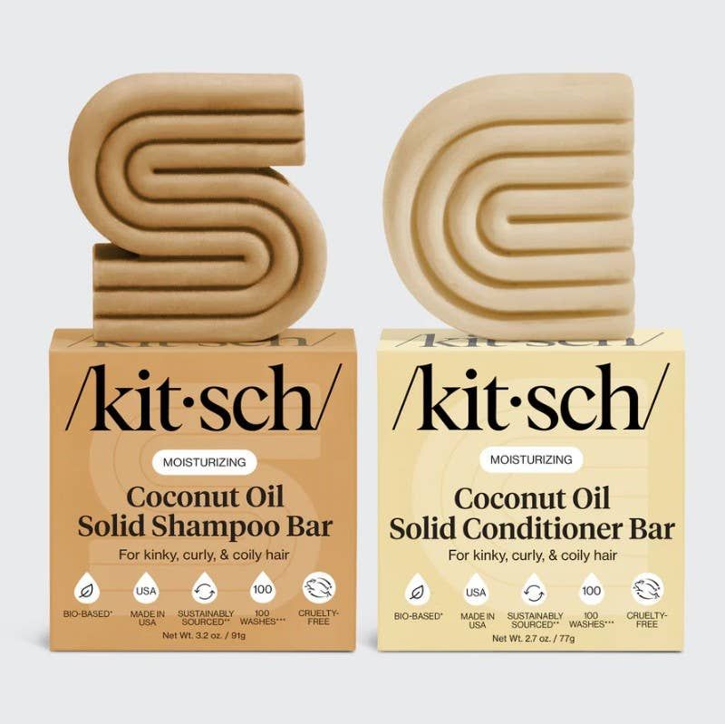 Coconut Oil Shampoo &amp; Conditioner Bar Combo for Dry Damaged Hair