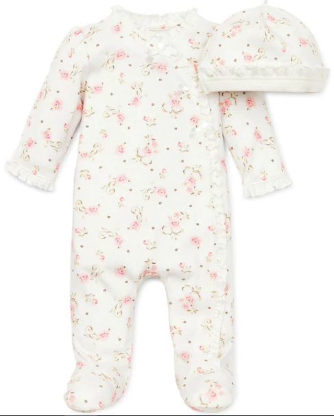 Vintage Rose Footed One-Piece And Hat