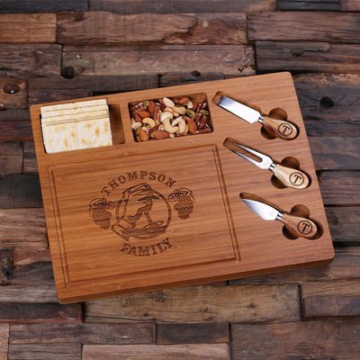 Personalized Bamboo Wood Cutting Bread Cheese Serving Tray Board (Item#2003)