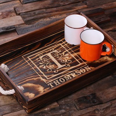 Personalized Engraved Wood Serving Tray (Item#2004)
