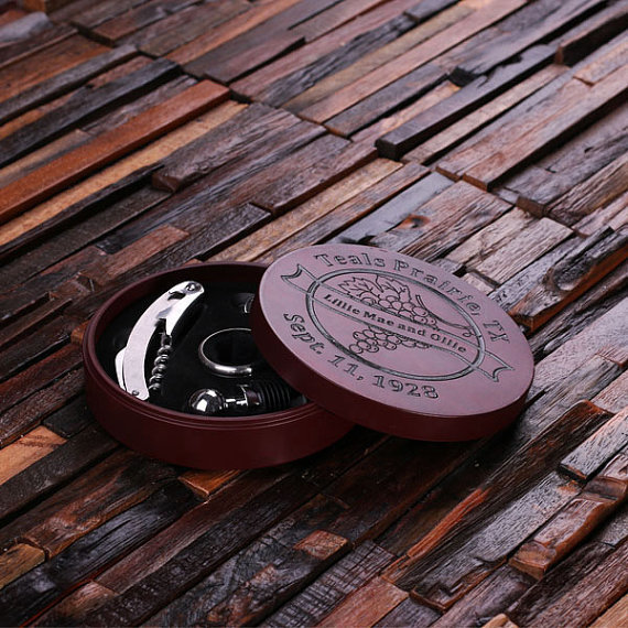 Personalized 5 pc Circular Wine Accessory Toolkit (Item#2005)