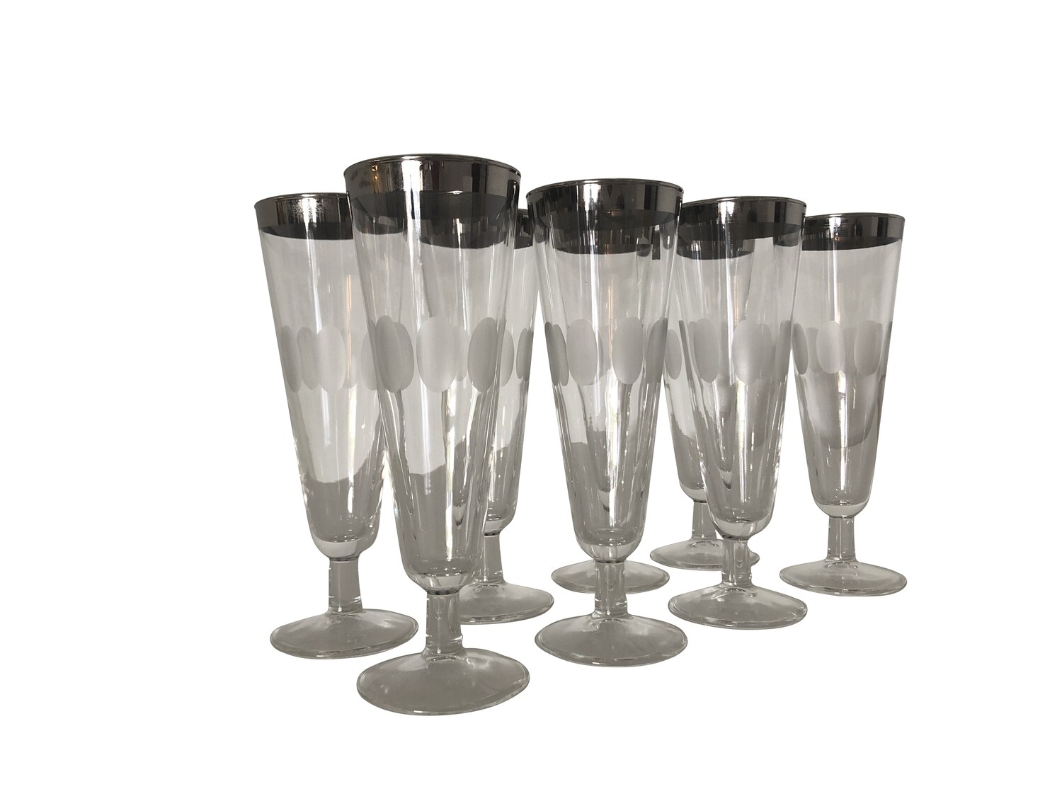 Set of 8 Mid Century Modern Pilsner Thumb Print Glasses