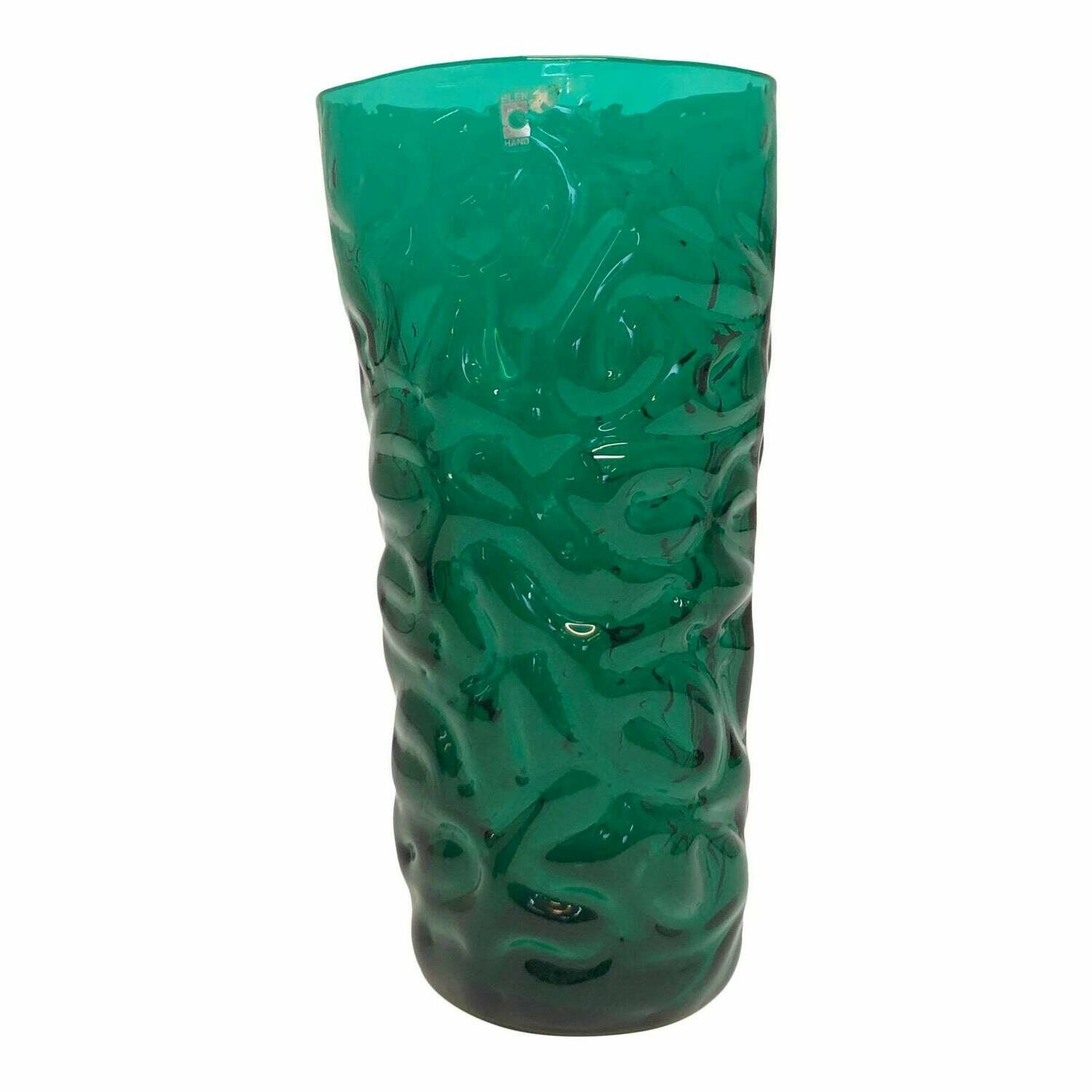 Mid Century Textured Blenko Green Vase