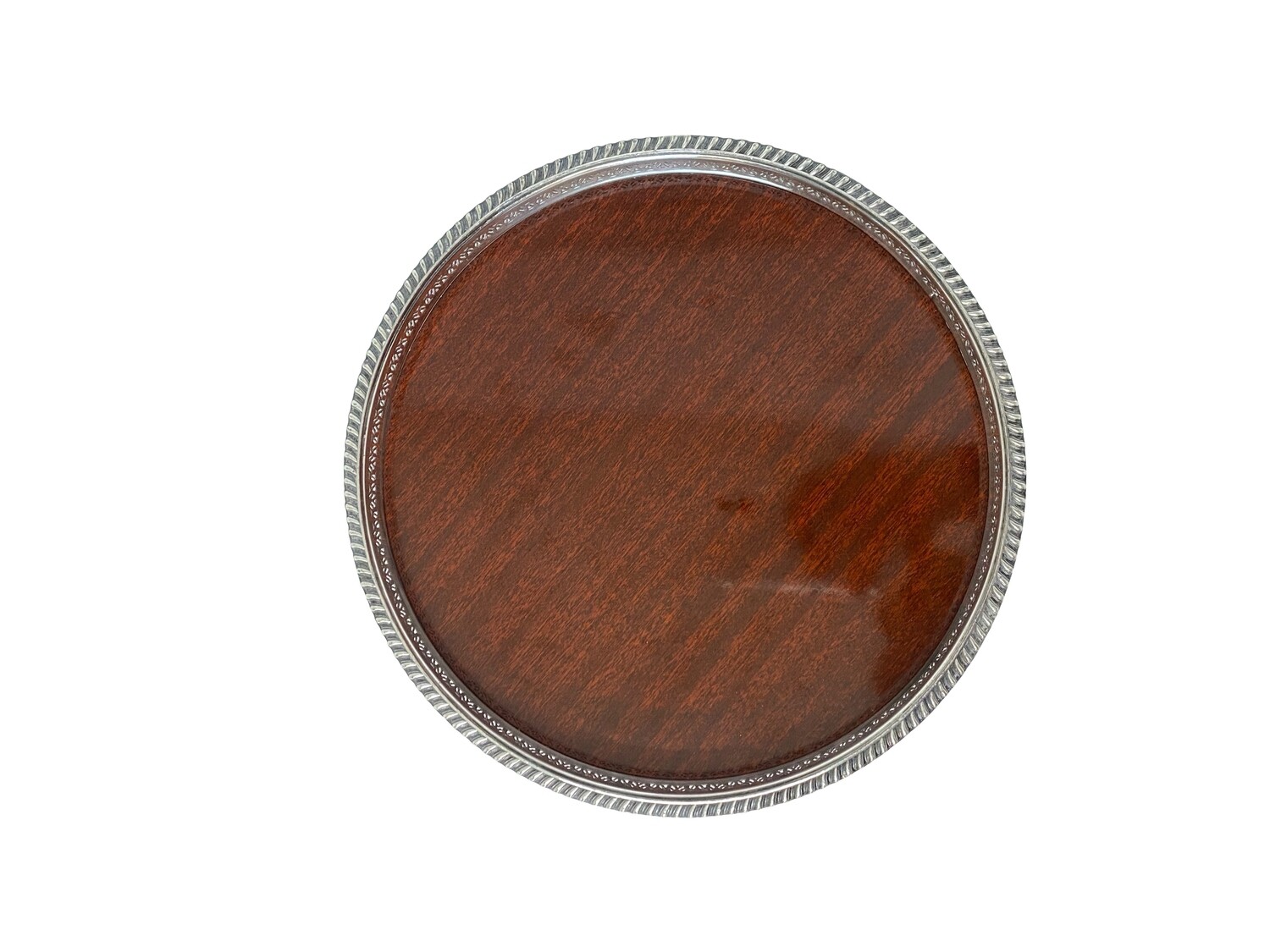 Mid Century Modern Wood Lacquer and Silver Edged Tray by Crescent