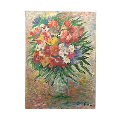 Vintage Impressionistic Florals in Vase