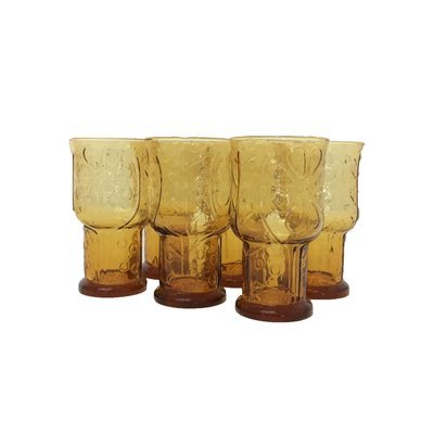 Mid Century Vintage Amber Glassware Set