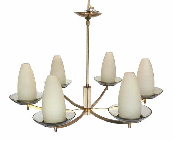 Mid-Century Modern Chandelier in the Manner of Stilnovo Mid-Century Modern Chandelier in the Manner of Stilnovo