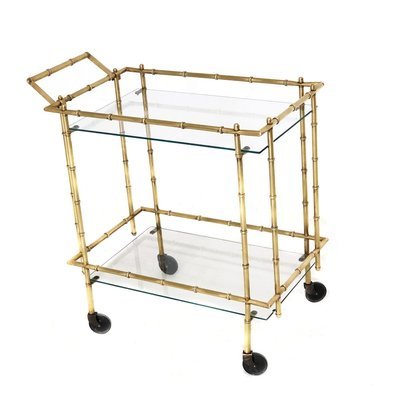 Mid Century Brass Faux Bamboo Bar Cart Mid Century Brass Faux Bamboo Bar Cart