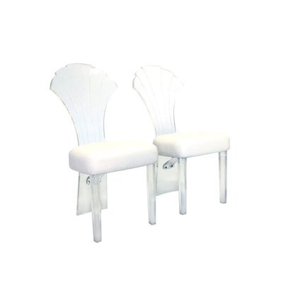 Pair of Vintage Scallop Backed Lucite Chairs Pair of Vintage Scallop Backed Lucite Chairs