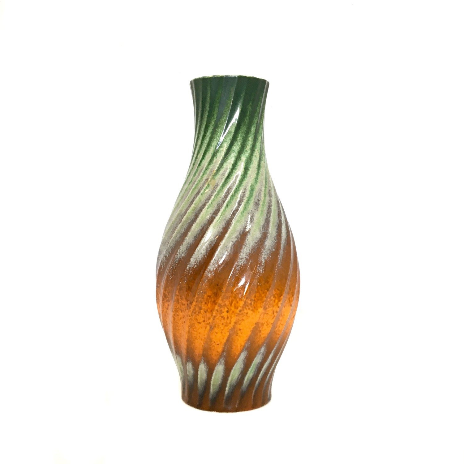 Tall Royal Haeger Orange & Green Ceramic Vase