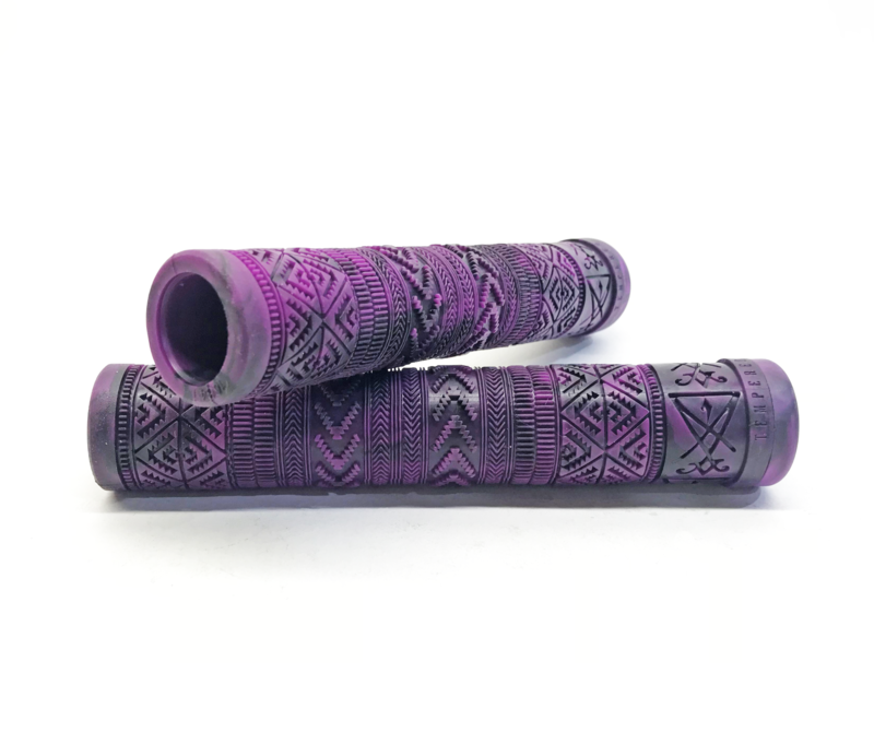 Tempered Zephyr BMX Grips - Flangeless - Purple/Black Swirl​