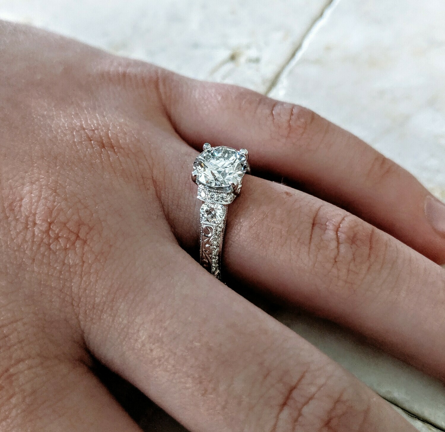 2.11 ct tw (1.55 ct SI2, G/H CVD Diamond Center) Designer Engagement Ring by Daviani Sz 6.5