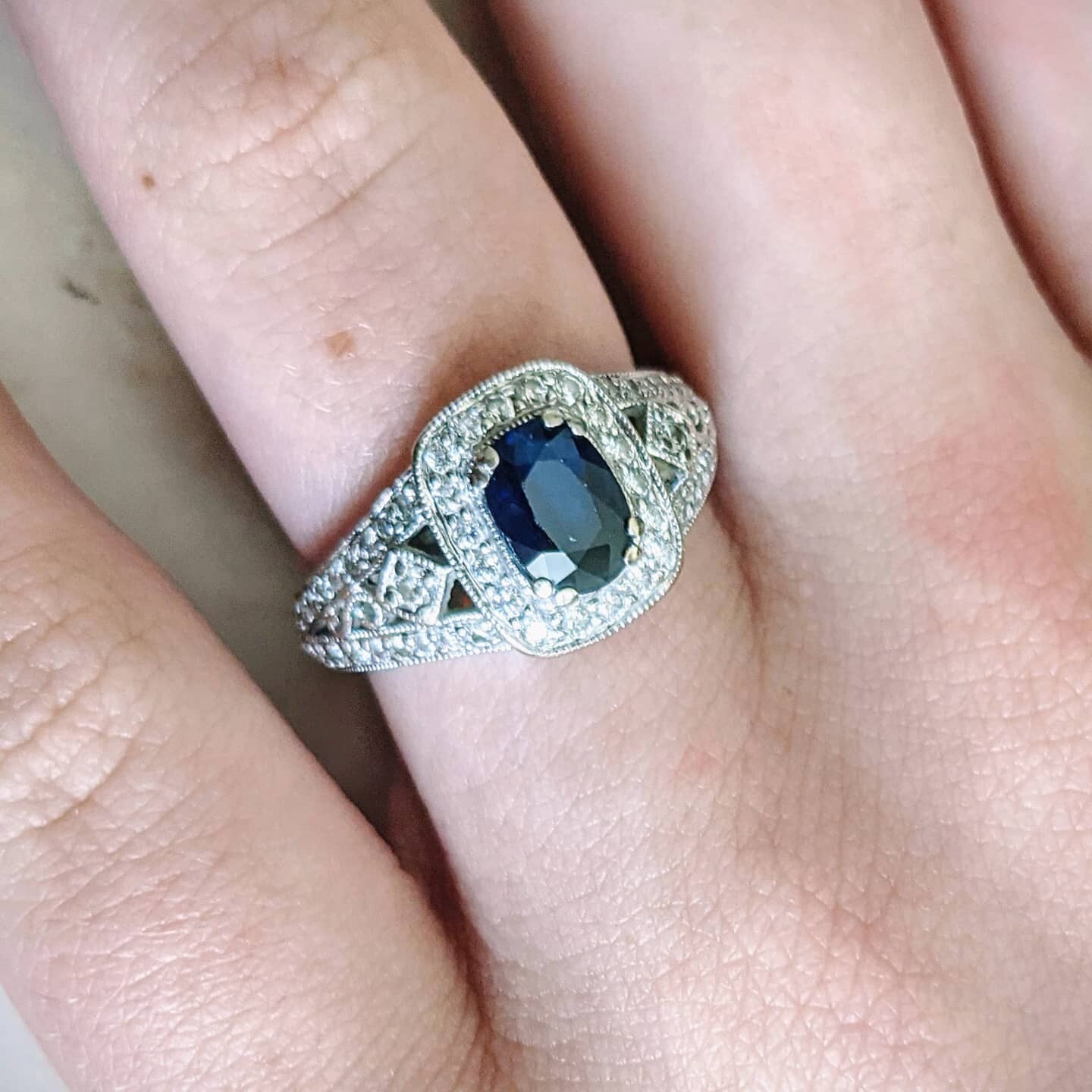 Gabriel and Co Natural Sapphire and Diamond Ring