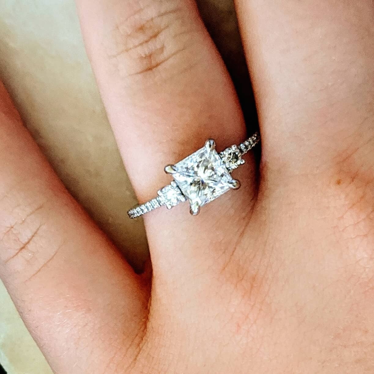 1.25 Carat Moissanite Princess Cut in Lyra Design Engagement Ring