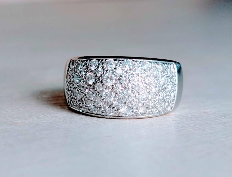 Natural Diamond Pavé Band in 14k White Gold Size 6