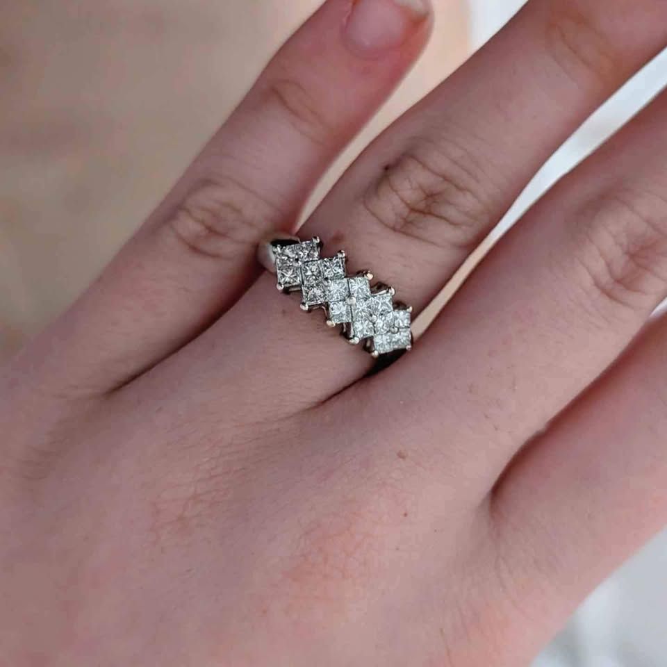 1.16 Carat Natural Princess Cut Diamond Band Ring Sz 8