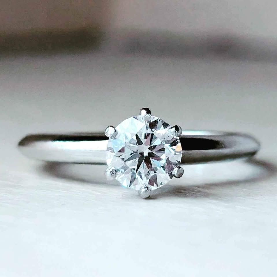 Authentic Tiffany &amp; Co Platinum Setting with Lab Grown 0.64 Center Diamond