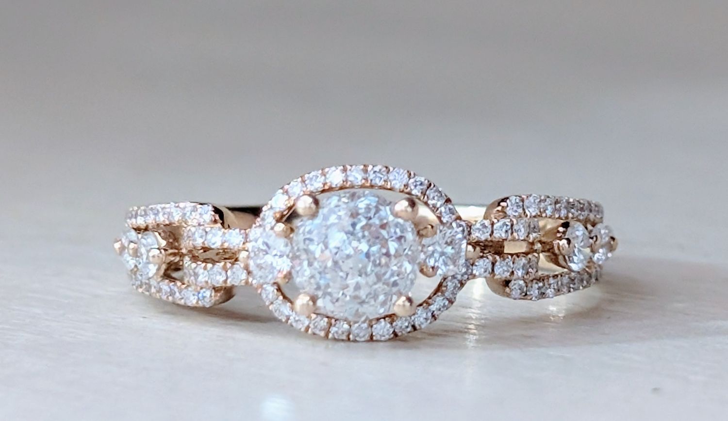 Natural Diamond Crown of Light Yellow Gold Engagement Ring Size 6.5