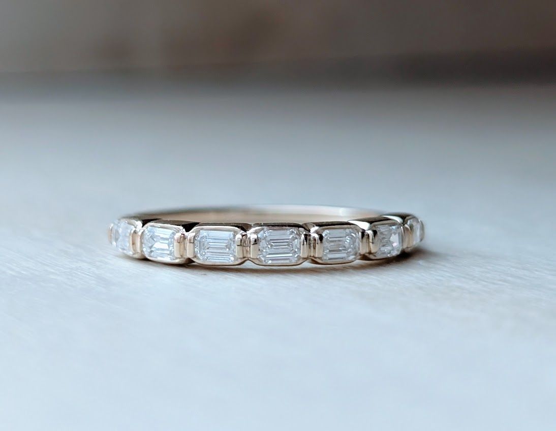 0.60Ct 7 Diamond Baguette Ring In 14K Yellow Gold Size 6.75