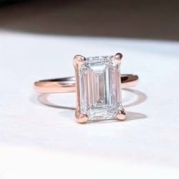 3.26 ct Emerald Cut I, VVS2 Diamond Rose Gold Solitaire Sz 5