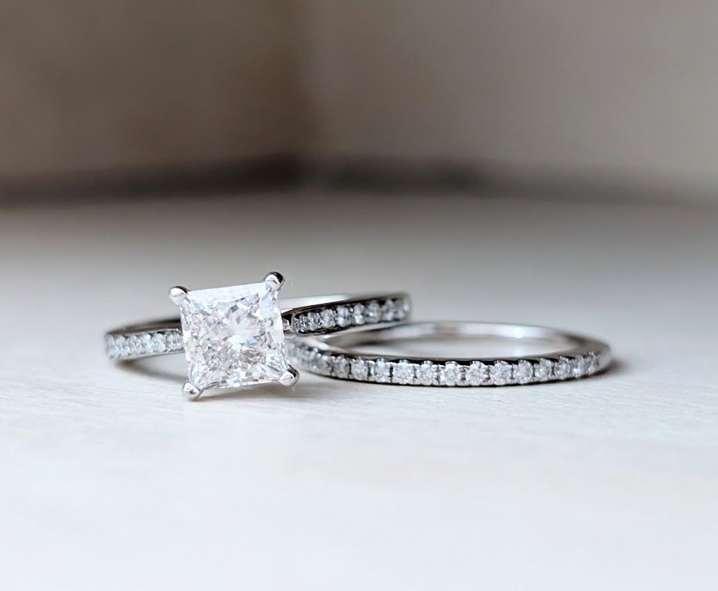 1 Ct Princess Cut Diamond Wedding Set