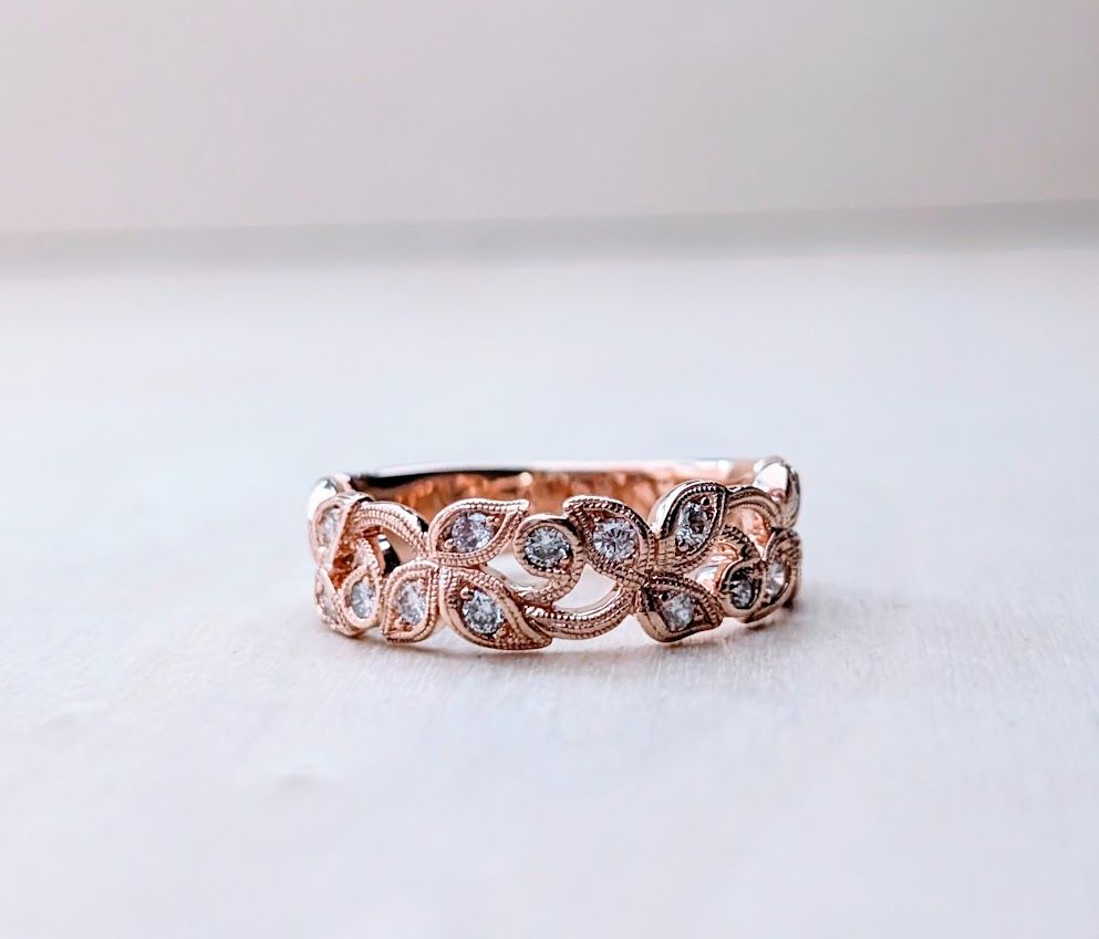 1/2 Carat Natural Diamonds Ring Set in 14K Rose Gold