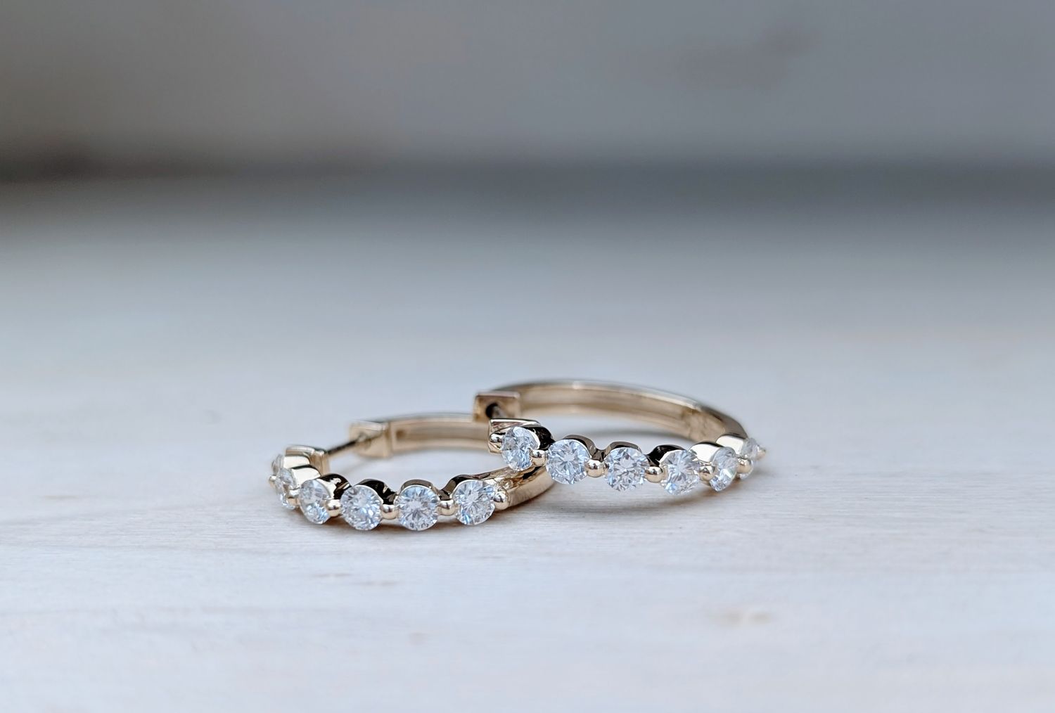 1 Carat Total Lab Grown Diamond Hoops in Yellow Gold