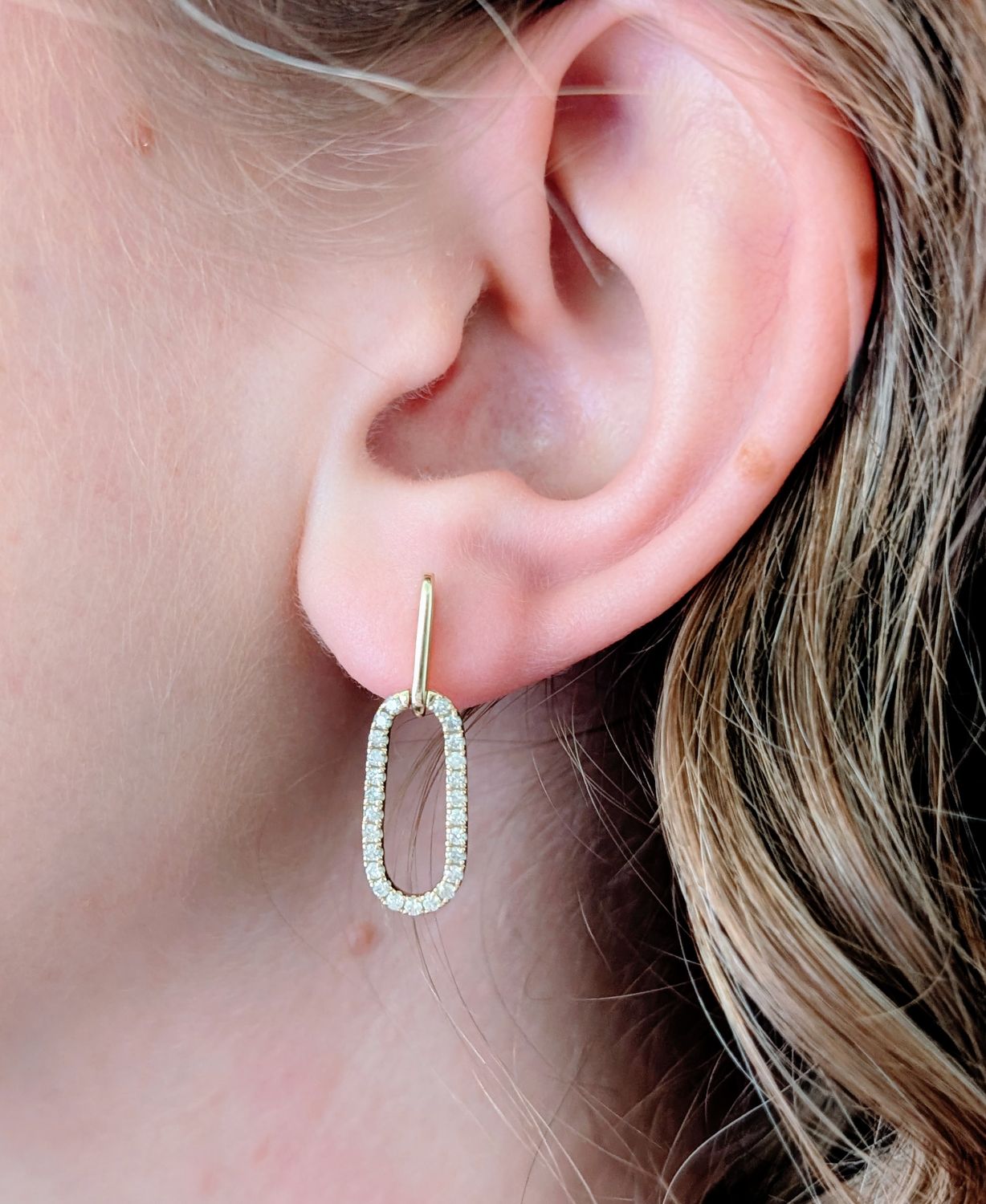 Geometric Dangle Earrings Half Carat of Lab Grown Diamonds in Yellow Gold