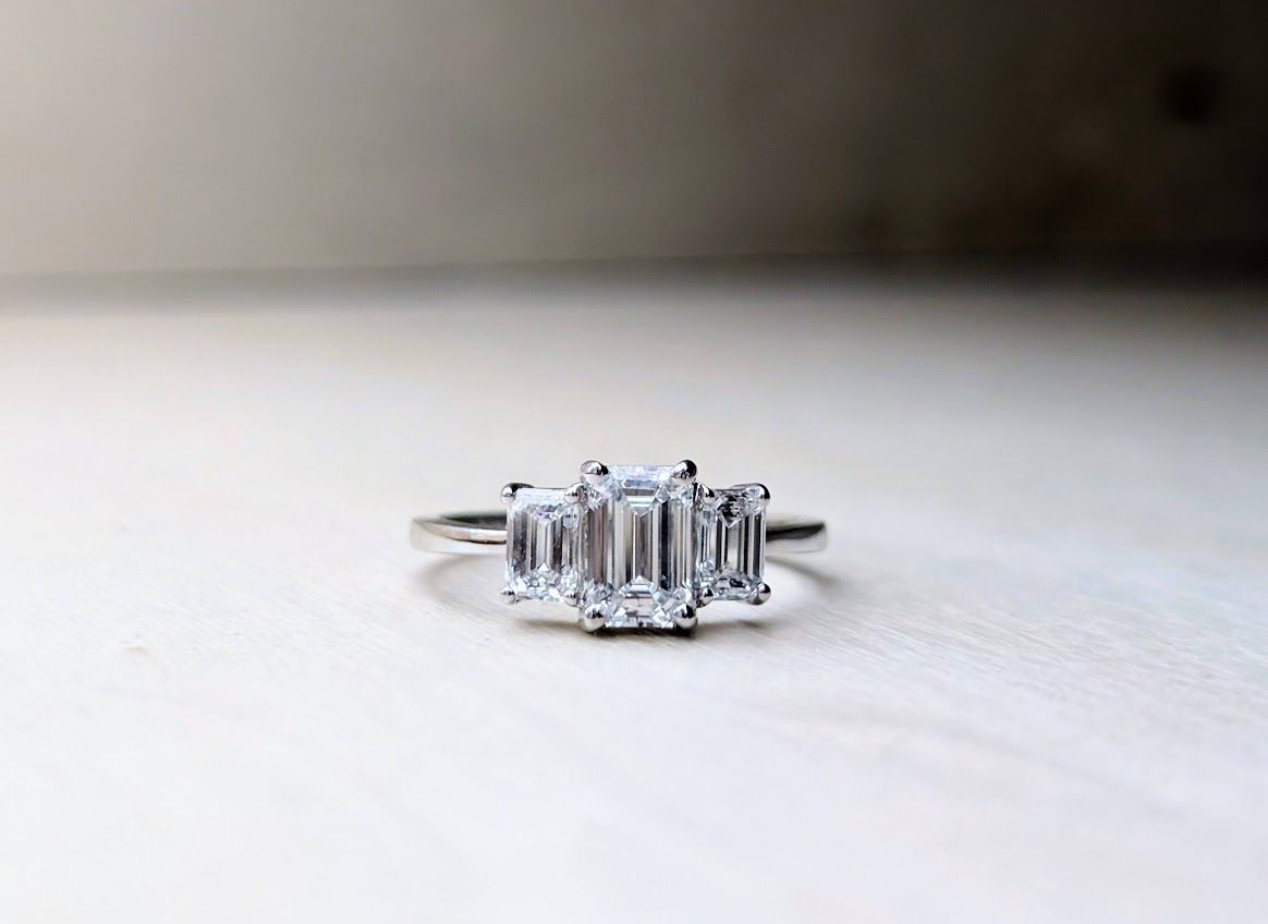 Gorgeous 1.72 Carat Emerald Cut Ring White Gold