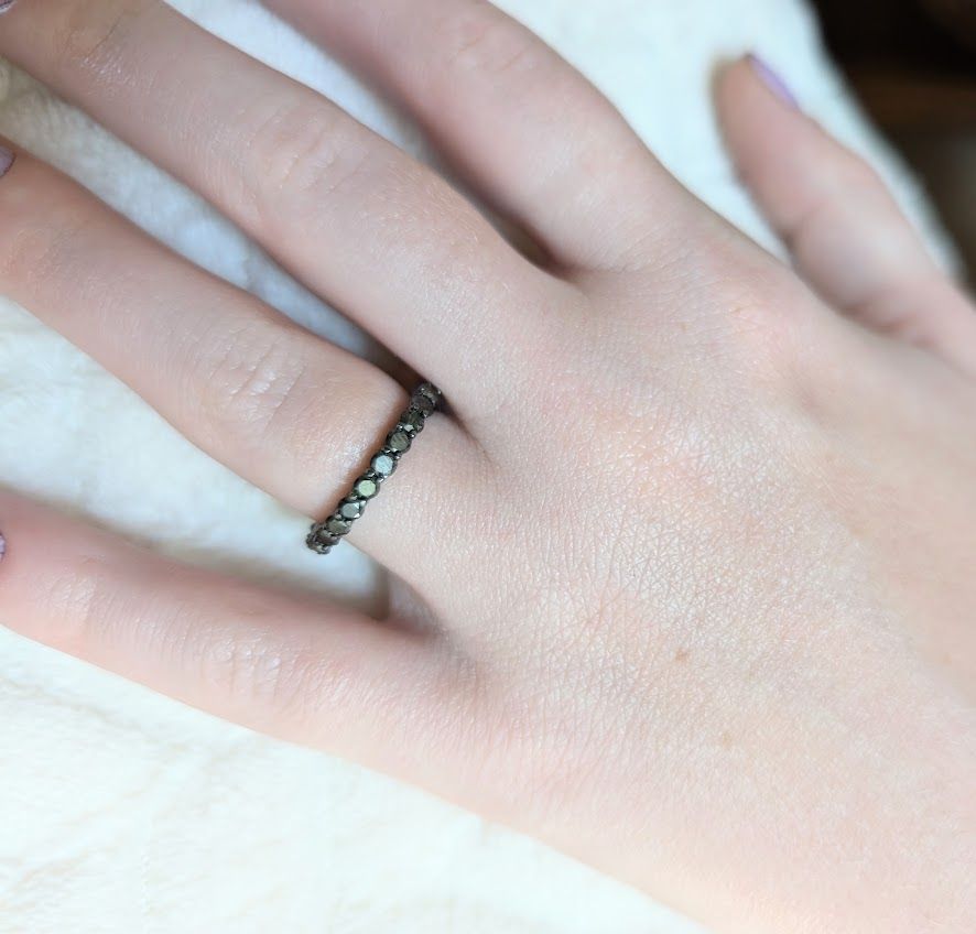 1.5 Carat Earth Mined Black Diamonds in 14k Black Rhodium White Gold Eternity Band Size 5