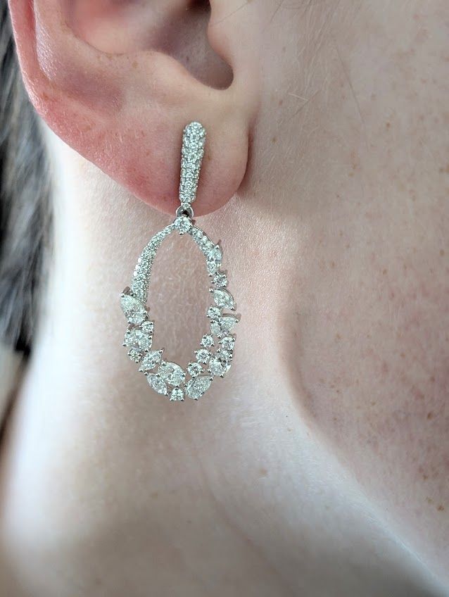 Stunning 5.87 Carat Lab Grown Diamond Drop Earrings in 14k White Gold