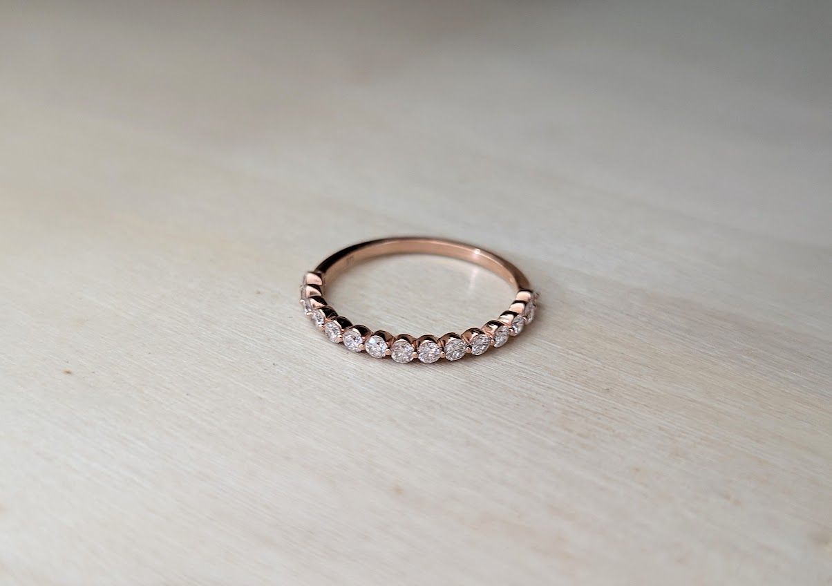 14K Rose 1/2 CTW Lab-Grown Diamond Anniversary or Wedding Band Size 7