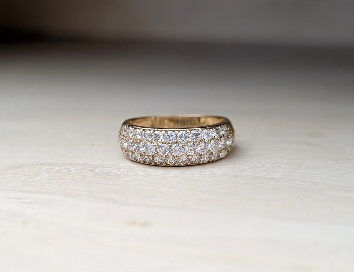 1.75 Ct 7mm Wide Pave Diamond Wedding or Anniversary Band in 14k Yellow Gold Size 8