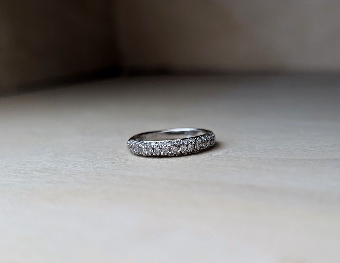 All Natural Shane Co Diamond Pave Wedding Band White Gold Size 4.25