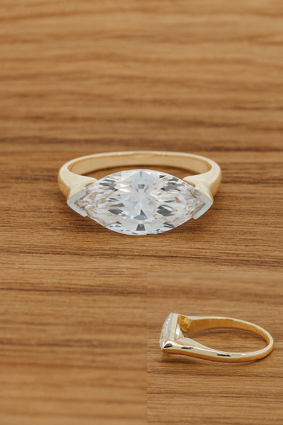 2.05 Marquise Lab Grown Diamond in East West 14k Yellow Gold Solitaire
